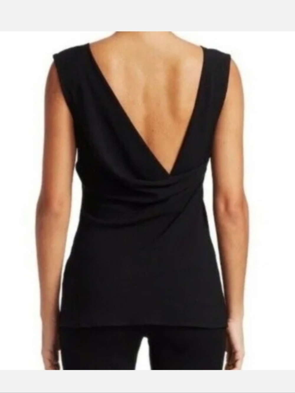 Theory Black Draped V-Back Tank Top